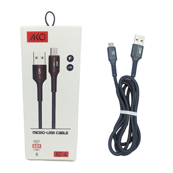 کابل گوشی MicroUSB اکو مدل AC-4 فست برزنتی LED دار