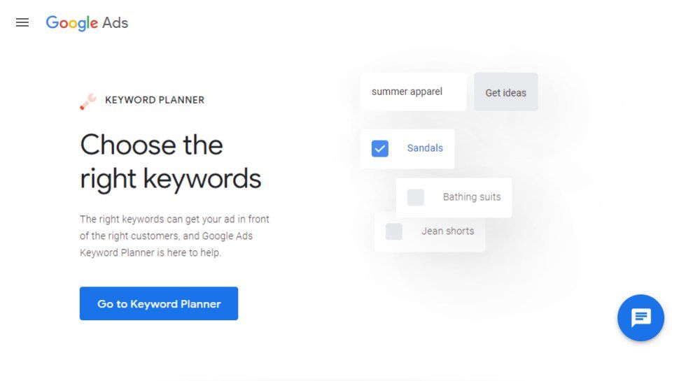 Google Ads keyword planner