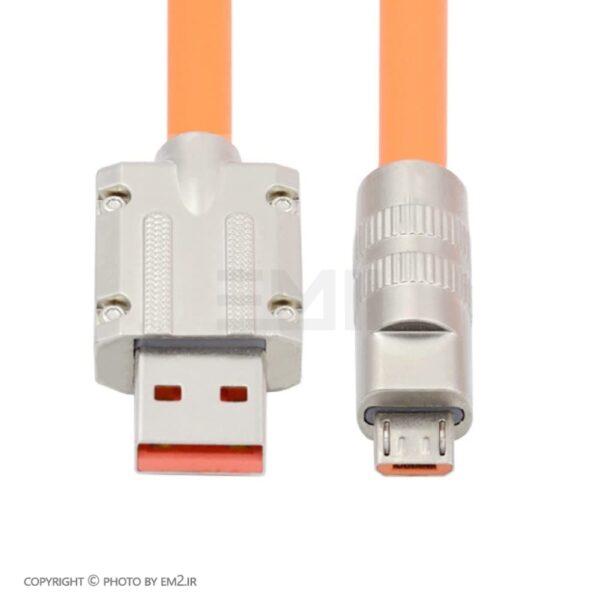 کابل میکرو USB ضخیم نارنجی | سوپر فست شارژ 6 آمپر، با هسته مسی و سرعت انتقال بالا