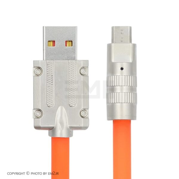 کابل میکرو USB ضخیم نارنجی | سوپر فست شارژ 6 آمپر، با هسته مسی و سرعت انتقال بالا