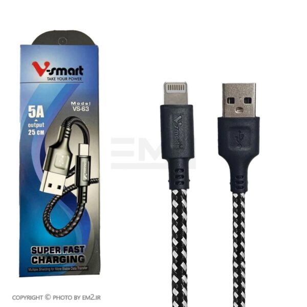 کابل آیفون پاوربانکی وی اسمارت 25CM مدل VS-63 کنفی