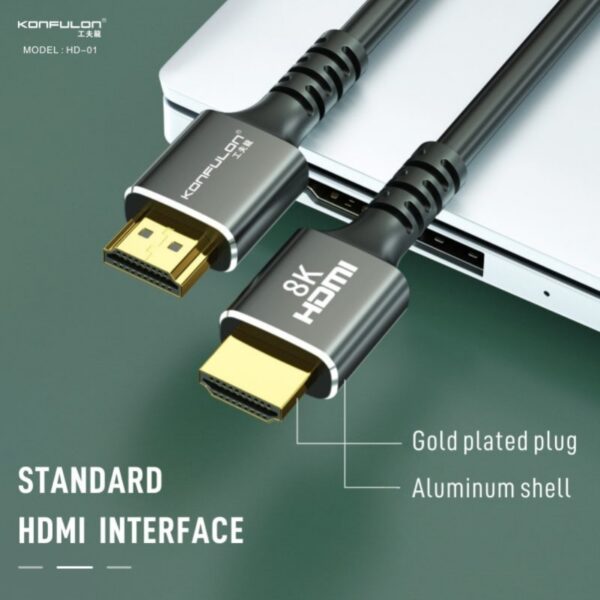 کابل HDMI 8K کانفلون مدل HD-01 با کانکتور Micro USB و روکش آلومینیوم