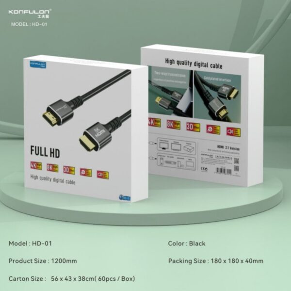 کابل HDMI 8K کانفلون مدل HD-01 با کانکتور Micro USB و روکش آلومینیوم