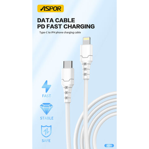 کابل USB-C به لایتنینگ ASPOR A099 برای شارژ سریع و انتقال اطلاعات