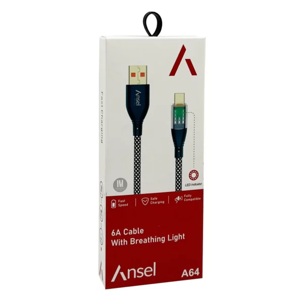 کابل MICRO V8 یکمتری 6A ANSEL A64 اورجینال