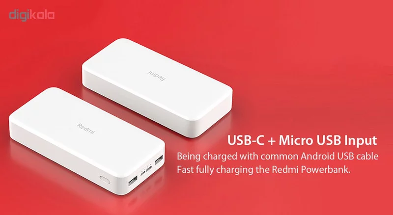 پاوربانک شیائومی مدل Redmi ظرفیت 20000 میلی آمپرساعت به همراه کابل تبدیل microUSB 16 پاوربانک شیائومی مدل Redmi ظرفیت 20000 میلی آمپرساعت به همراه کابل تبدیل microUSB