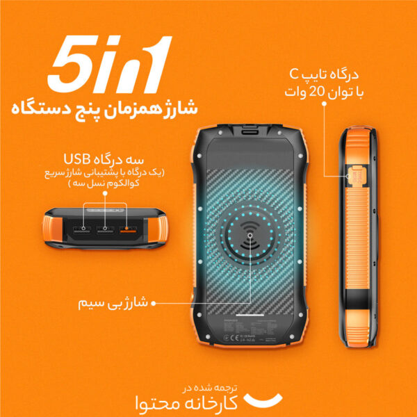 پاوربانک خورشیدی پرومیت مدل SOLARTANK-20PDQI به ظرفیت 20000 میلی آمپر ساعت