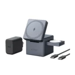 شارژر رومیزی انکر 15 وات مدل Anker 3 in 1 Cube with MagSafe Y1811 به همراه کابل دو سر تایپ سی و شارژر 30 وات