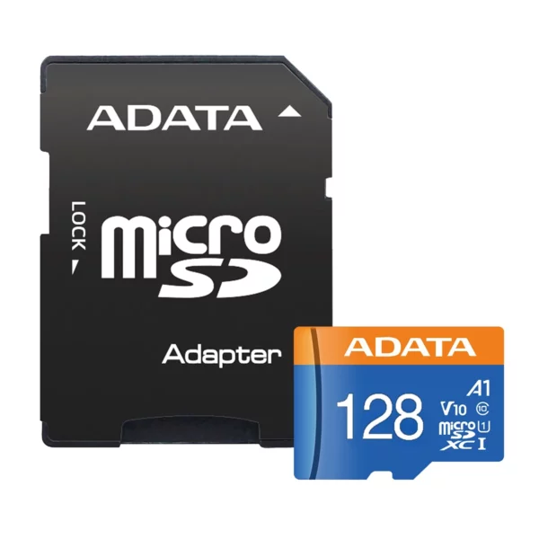کارت حافظه microSDXC ای دیتا مدل Premier V10 A1 کلاس 10 استاندارد UHS-I سرعت 100MBps ظرفیت 128 گیگابایت به همراه آداپتور