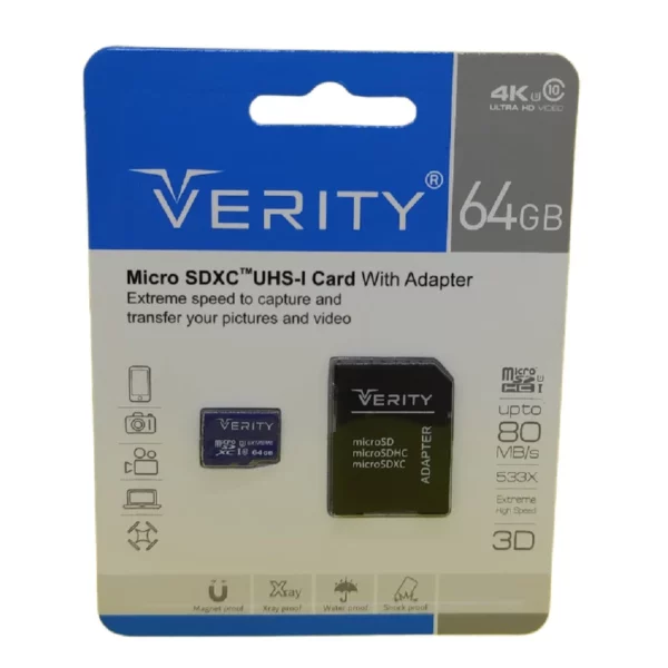 کارت حافظه microSDXC وریتی مدل Final 533X کلاس 10 استاندارد UHS-I U3 سرعت 80MBps ظرفیت 64 گیگابایت به همراه آداپتور SD
