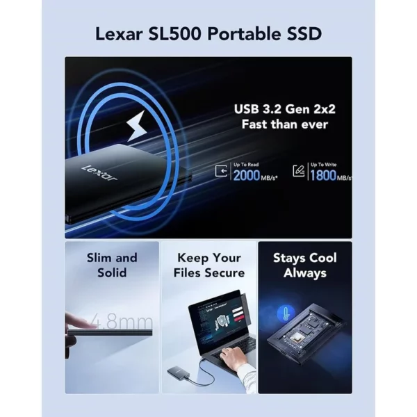 هارد اس اس دی اکسترنال لکسار مدل SL500 ظرفیت 1 ترابایت