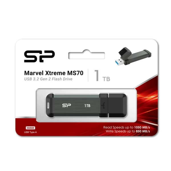 هارد اس اس دی اکسترنال سیلیکون پاور مدل MS70 ظرفیت 1 ترابایت به همراه تبدیل USB به TYPE C