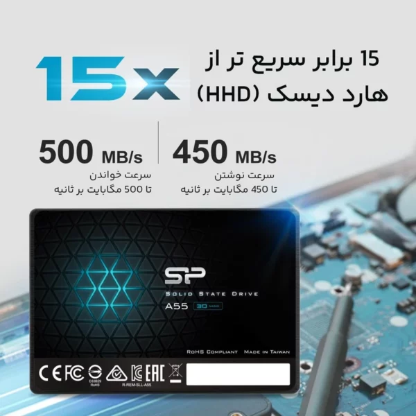 هارد اس اس دی اینترنال سیلیکون پاور مدل Ace A55 ظرفیت 256 گیگابایت