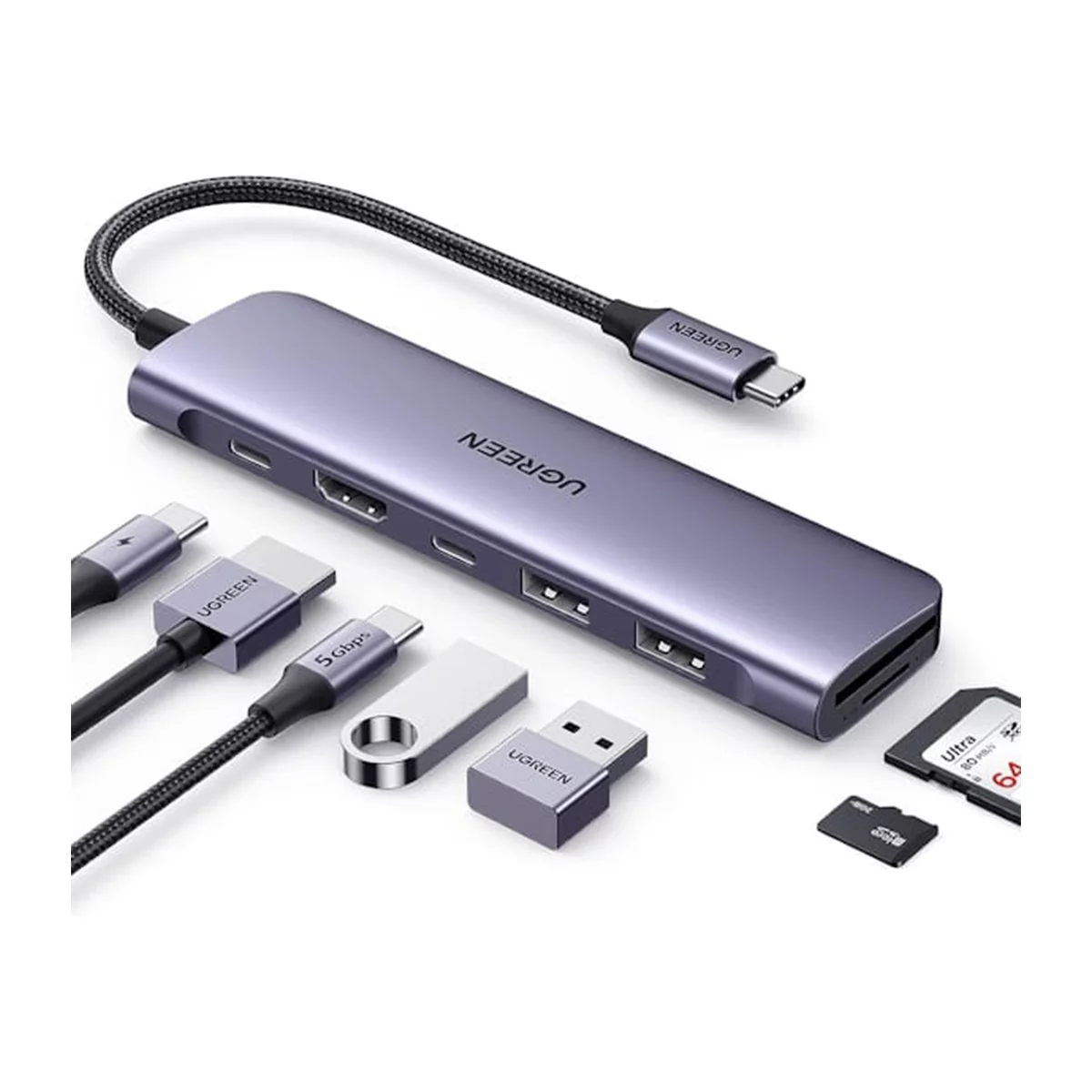 هاب USB-C یوگرین 7 پورت CM195 مدل 15214 3 هاب USB-C یوگرین 7 پورت CM195 مدل 15214