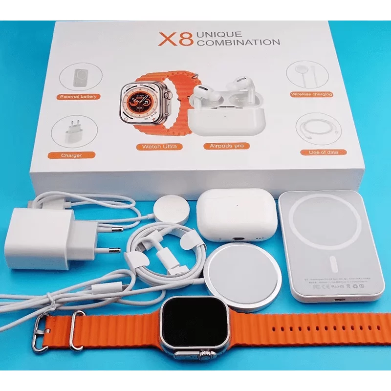 ساعت هوشمند X8 UNIQUE COMBINATION به همراه هندزفری بلوتوثی 8 ساعت هوشمند X8 UNIQUE COMBINATION به همراه هندزفری بلوتوثی