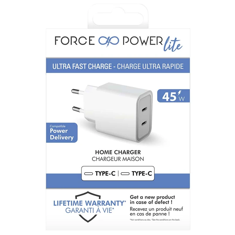 شارژر دیواری فورس مدل FPLICS2CC45WPDW توان 45 وات 5 شارژر دیواری فورس مدل FPLICS2CC45WPDW توان 45 وات