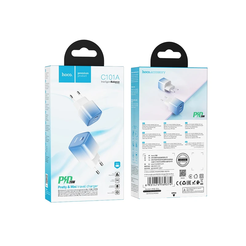 شارژر دیواری هوکو 20 وات مدل C101A 4 شارژر دیواری هوکو 20 وات مدل C101A