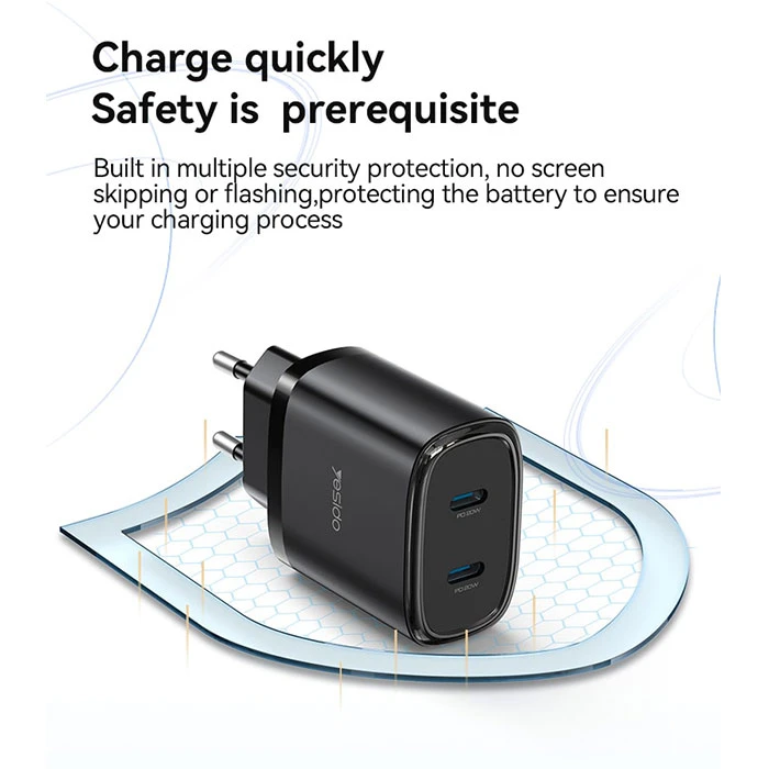 شارژر دیواری یسیدو 20 وات مدل YC54 به همراه کابل لایتنینگ 4 شارژر دیواری یسیدو 20 وات مدل YC54 به همراه کابل لایتنینگ