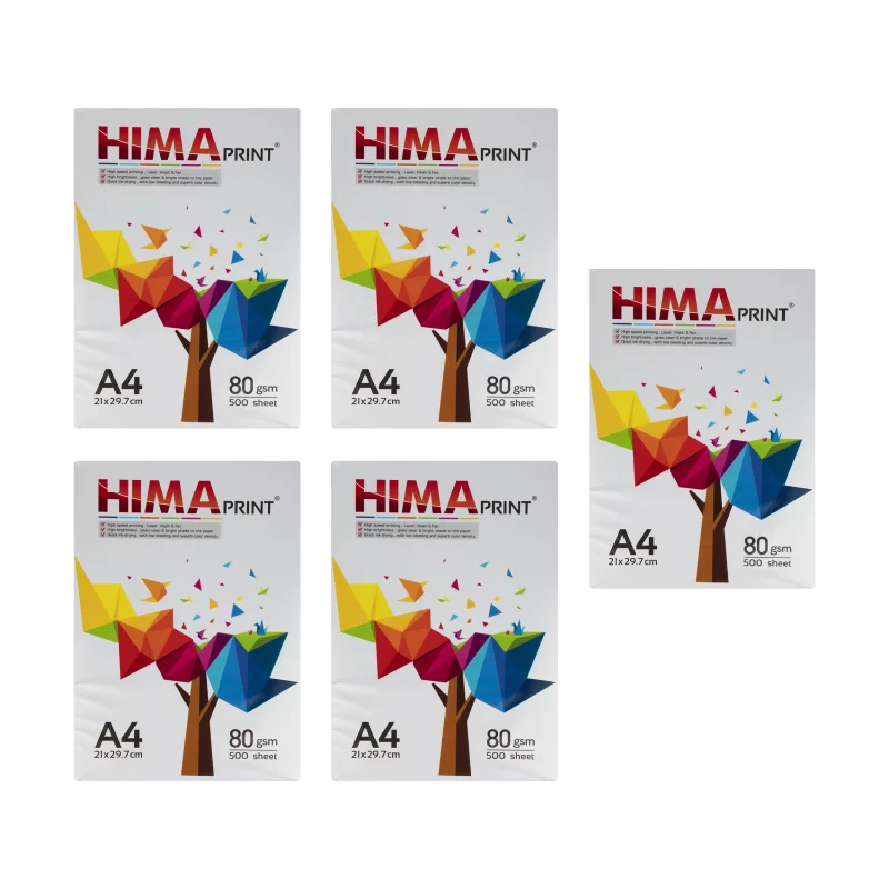 کاغذ A4 هیما کد H05-2 بسته 5 عددی 500 برگی 3 کاغذ A4 هیما کد H05-2 بسته 5 عددی 500 برگی