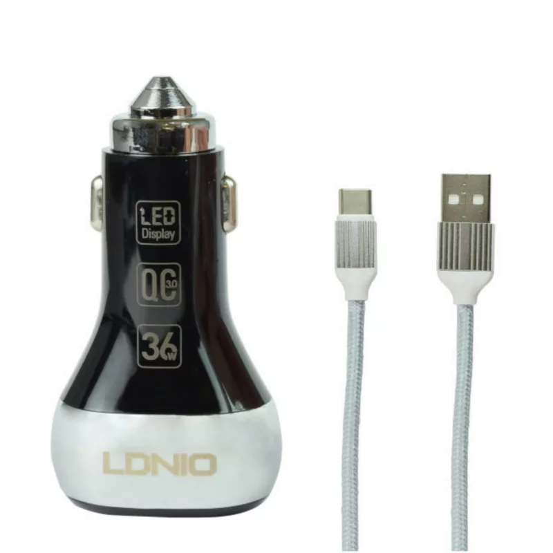 شارژر فندکی الدینیو مدل C2 به همراه کابل تبدیل USB-C 3 شارژر فندکی الدینیو مدل C2 به همراه کابل تبدیل USB-C