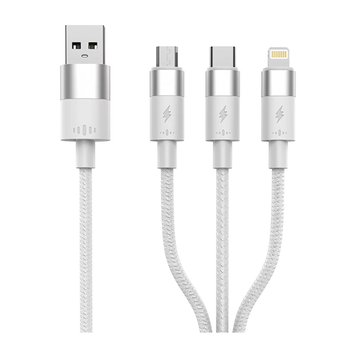 کابل لایتنینگ / تایپ سی / micro-USB سیکنای مدل VO-05 طول 1.2 متر 3 کابل لایتنینگ / تایپ سی / micro-USB سیکنای مدل VO-05 طول 1.2 متر