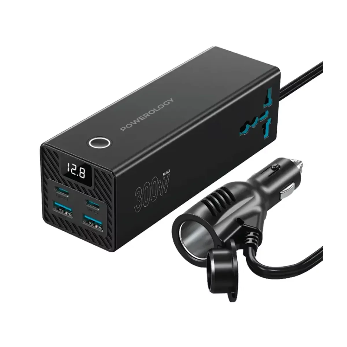 اینورتر فندکی خودرو 300 وات پاورولوژی مدل PWCUQC038 3 اینورتر فندکی خودرو 300 وات پاورولوژی مدل PWCUQC038