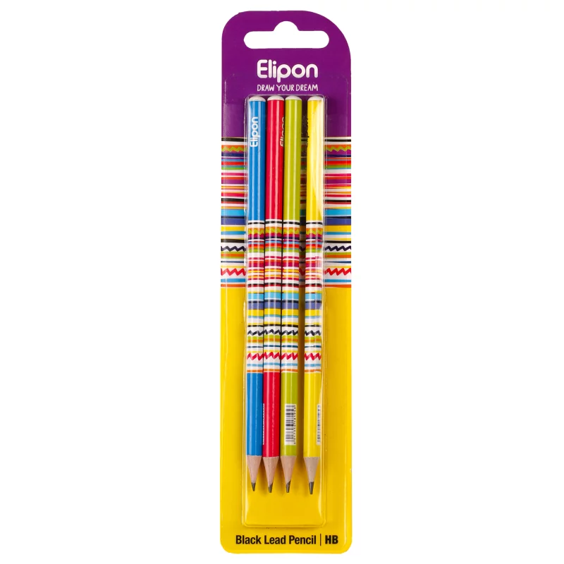 مداد مشکی الیپون مدل فانتزی گرد بسته 4 عددی کد 01 3 مداد مشکی الیپون مدل فانتزی گرد بسته 4 عددی کد 01