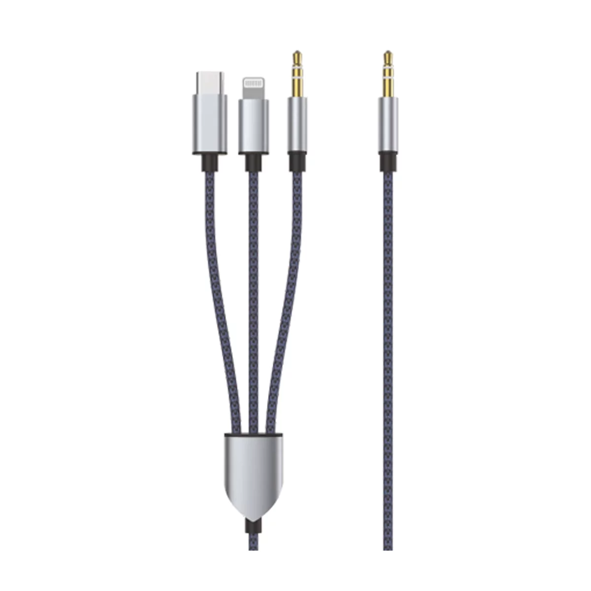 کابل AUX به تایپ سی و لایتنینگ کی اف سنیور مدل A-400 طول 1.2 متر 3 کابل AUX به تایپ سی و لایتنینگ کی اف سنیور مدل A-400 طول 1.2 متر