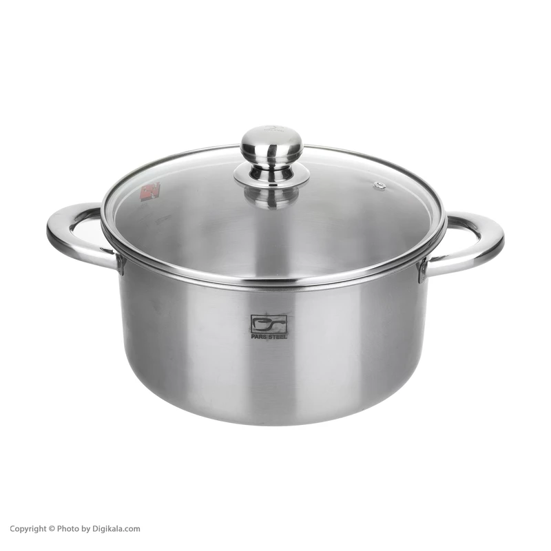 قابلمه استیل پارس استیل 240 دسته فلزی به همراه درب پیرکس 6 قابلمه استیل پارس استیل 240 دسته فلزی به همراه درب پیرکس
