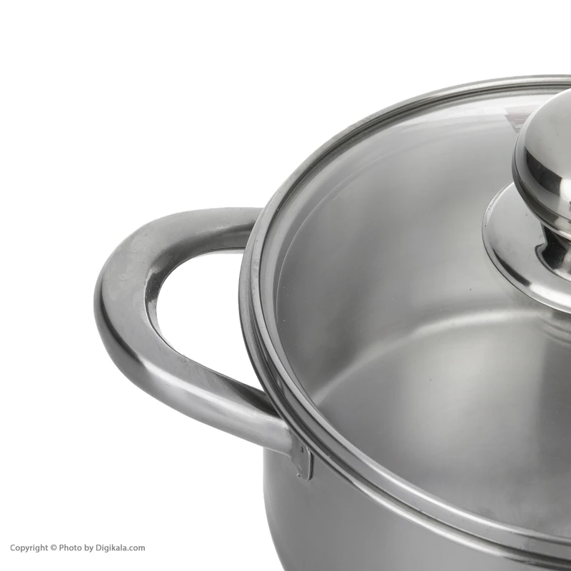 قابلمه استیل پارس استیل 160 دسته فلزی به همراه درب پیرکس 5 قابلمه استیل پارس استیل 160 دسته فلزی به همراه درب پیرکس