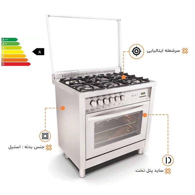 اجاق گاز 5 شعله اخوان مدل M2-EDTW 4 اجاق گاز 5 شعله اخوان مدل M2-EDTW