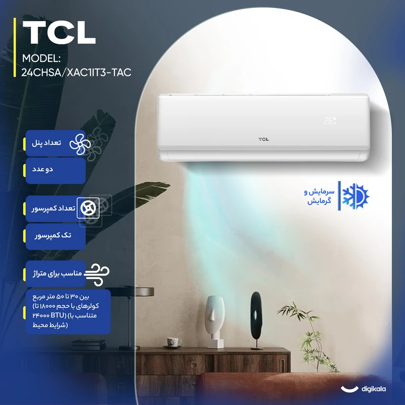 کولر گازی تی سی ال 24 هزار مدل TAC-24CHSA/XAC1IT3 5 کولر گازی تی سی ال 24 هزار مدل TAC-24CHSA/XAC1IT3