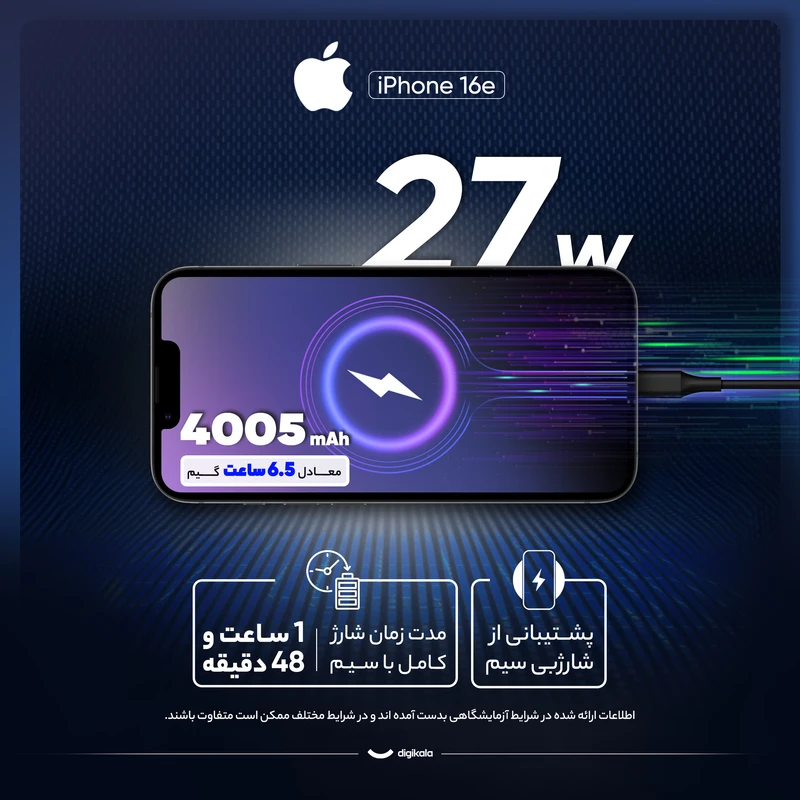 گوشی موبایل اپل iPhone 16e HN تک سیم کارت ظرفیت 128 گیگابایت رم 8 گیگابایت رجیستر شده - Not Active 18 گوشی موبایل اپل iPhone 16e HN تک سیم کارت ظرفیت 128 گیگابایت رم 8 گیگابایت رجیستر شده - Not Active - تصویر