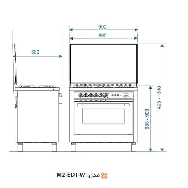 اجاق گاز 5 شعله اخوان مدل M2-EDTW 6 اجاق گاز 5 شعله اخوان مدل M2-EDTW