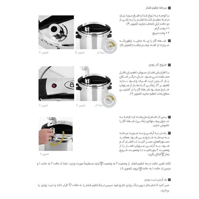 زودپز 4 لیتری پارس استیل مدل شف 8 زودپز 4 لیتری پارس استیل مدل شف