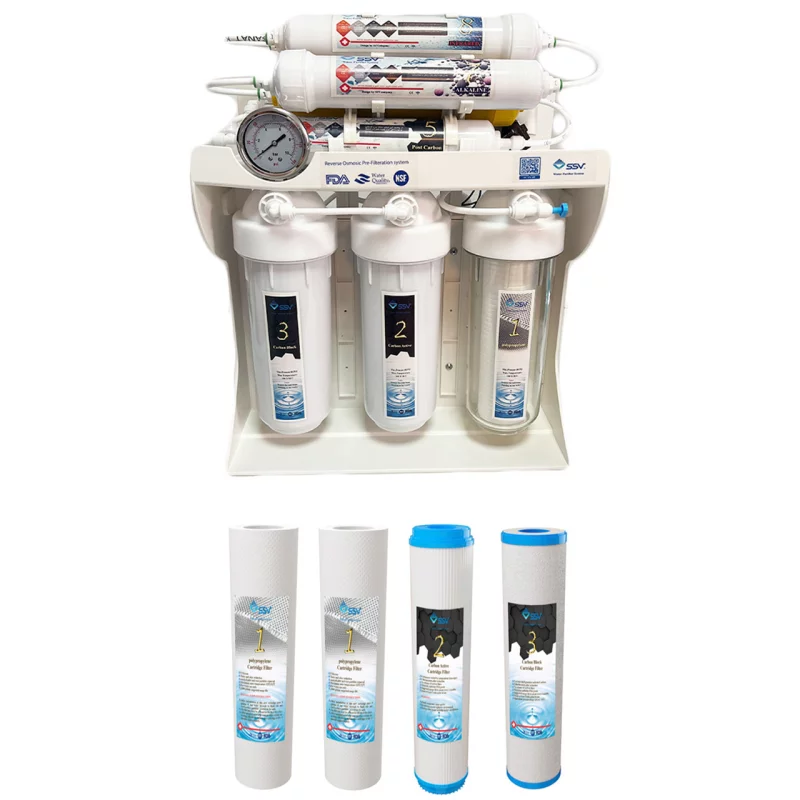 دستگاه تصفیه کننده آب اس اس وی مدل UltraPro X1000 V + 4F به همراه فیلتر 3 دستگاه تصفیه کننده آب اس اس وی مدل UltraPro X1000 V + 4F به همراه فیلتر