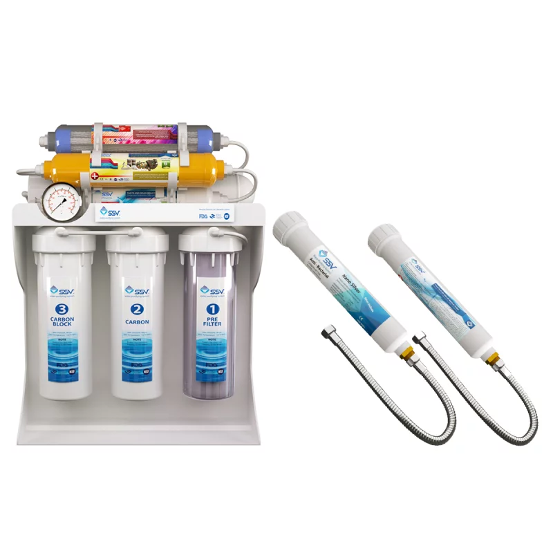 دستگاه تصفیه کننده آب خانگی اس اس وی مدل UltraPro X800 به همراه فیلتر دوش و سرویس بهداشتی 3 دستگاه تصفیه کننده آب خانگی اس اس وی مدل UltraPro X800 به همراه فیلتر دوش و سرویس بهداشتی