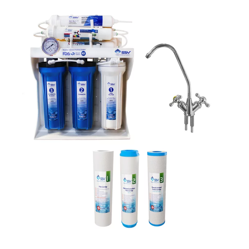دستگاه تصفیه کننده آب اس اس وی مدل BlueStar 2w x1000 به همراه شیر دوکاره و فیلتر بسته 3 عددی 3 دستگاه تصفیه کننده آب اس اس وی مدل BlueStar 2w x1000 به همراه شیر دوکاره و فیلتر بسته 3 عددی