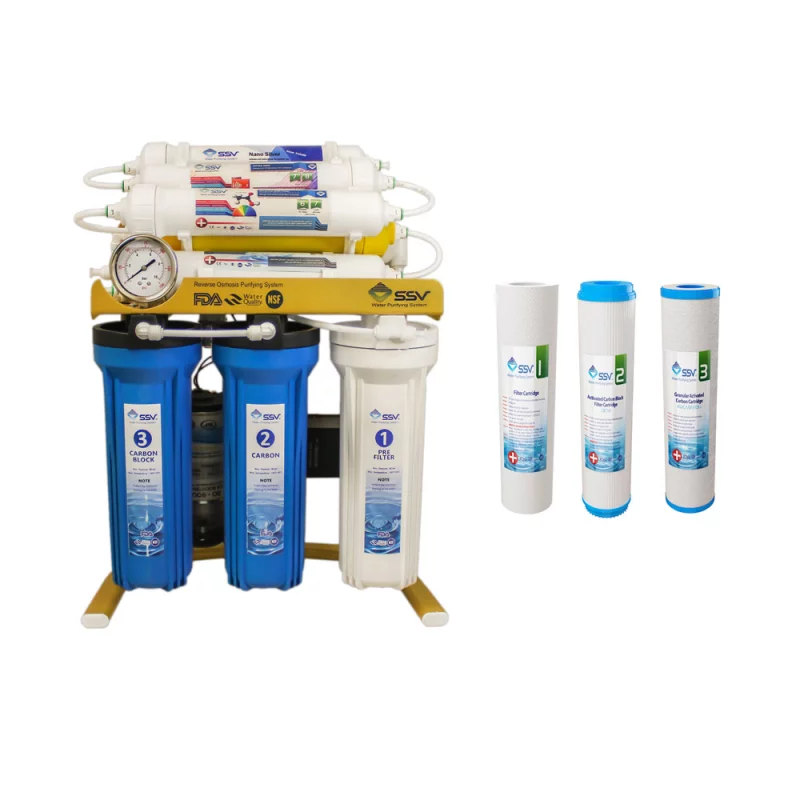 دستگاه تصفیه کننده آب اس اس وی مدل GoldenBlue X900 به همراه فیلتر 3 عددی 3 دستگاه تصفیه کننده آب اس اس وی مدل GoldenBlue X900 به همراه فیلتر 3 عددی