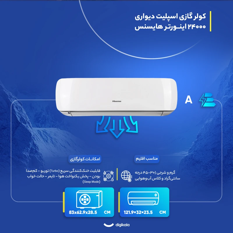 کولر گازی هایسنس 24 هزار مدل HIH-24TG 9 کولر گازی هایسنس 24 هزار مدل HIH-24TG