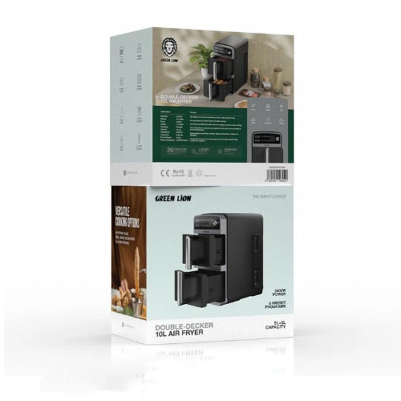 سرخ کن بدون روغن گرین لاین مدل 10L Double-Decker Air Fryer 5 سرخ کن بدون روغن گرین لاین مدل 10L Double-Decker Air Fryer