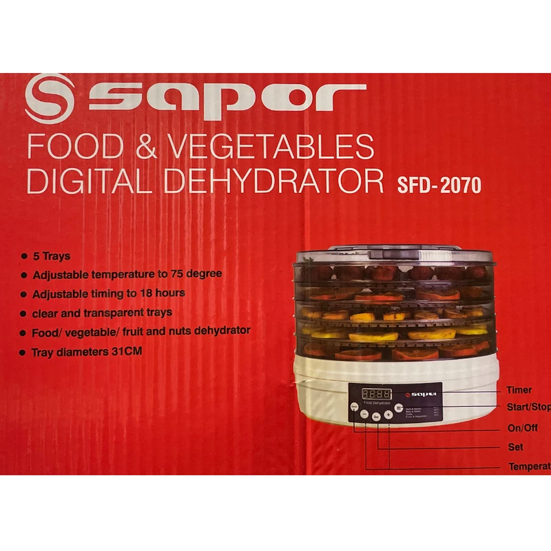 میوه و سبزی خشک کن دیجیتال ساپر مدل SFD-2070 7 میوه و سبزی خشک کن دیجیتال ساپر مدل SFD-2070