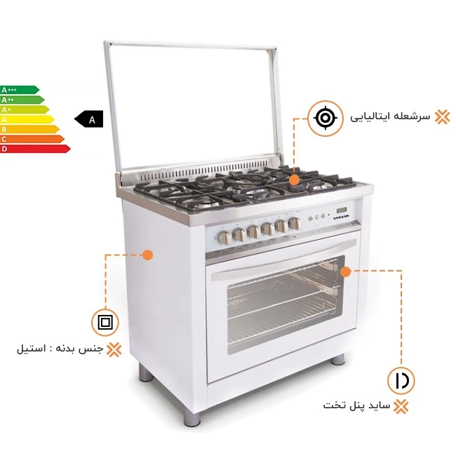 اجاق گاز 5 شعله اخوان مدل M10-EDTR-NT 7 اجاق گاز 5 شعله اخوان مدل M10-EDTR-NT