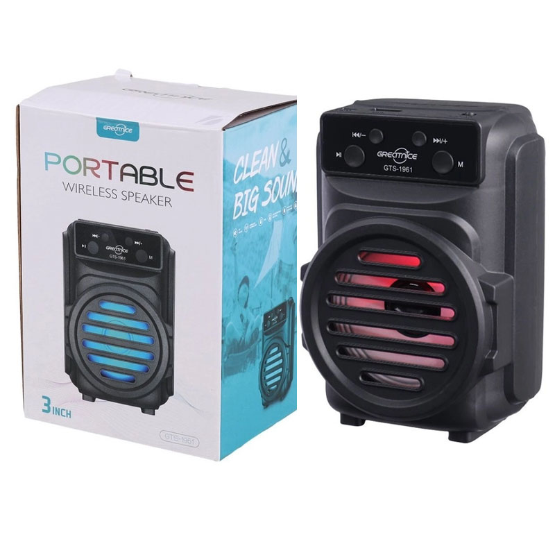 اسپیکر بلوتوثی قابل حمل GTS‑1961 رم و فلشخور 4 جعبه اسپیکر بلوتوثی GTS‑1961 برند Greatnice