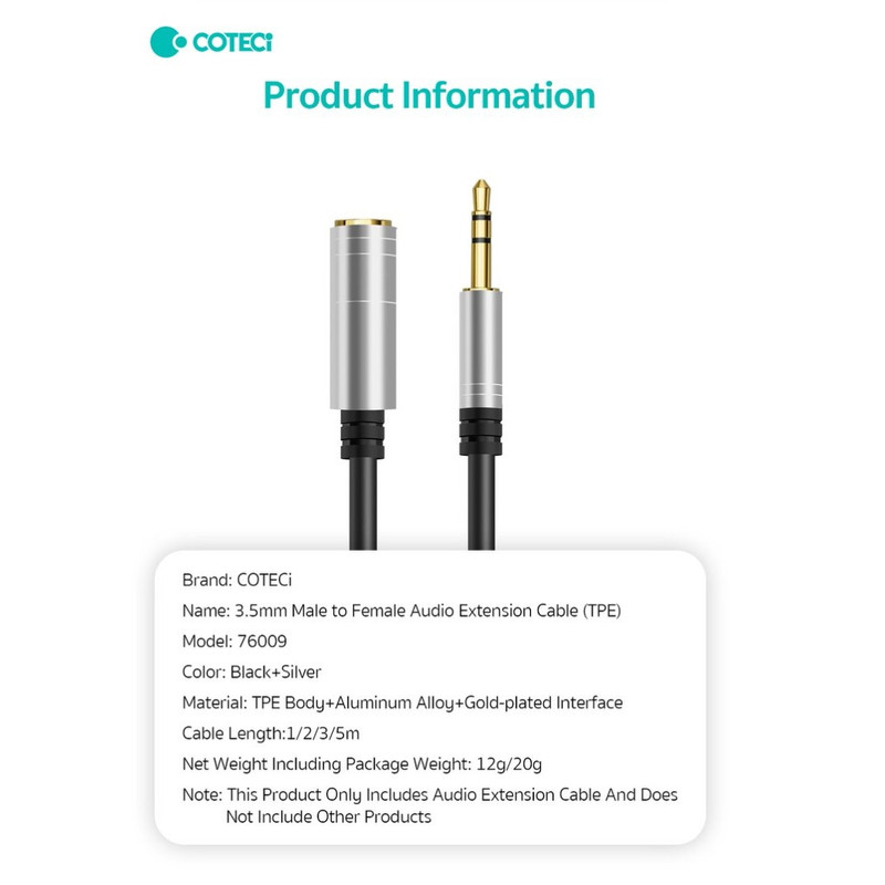 کابل افزایش طول AUX کوتتسی مدل 76009 طول 1 متر 7 کابل افزایش طول AUX کوتتسی مدل 76009 طول 1 متر