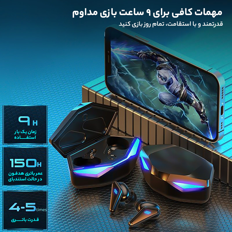 هدفون مخصوص بازی بلوتوثی مدل k55 8 هدفون مخصوص بازی بلوتوثی مدل k55