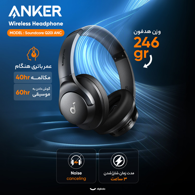هدست بلوتوثی انکر مدل Soundcore Q20i ANC 13 هدست بلوتوثی انکر مدل Soundcore Q20i ANC