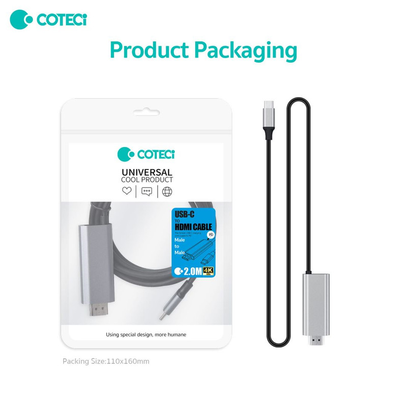 کابل تبدیل USB-C به HDMI کوتتسی مدل 33025 طول 2 متر 15 کابل تبدیل USB-C به HDMI کوتتسی مدل 33025 طول 2 متر