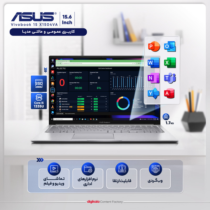 لپ تاپ 15.6 اینچی ایسوس مدل Vivobook 15 X1504VA-NJ380-i5 1335U 8GB 512SSD 6 لپ تاپ 15.6 اینچی ایسوس مدل Vivobook 15 X1504VA-NJ380-i5 1335U 8GB 512SSD