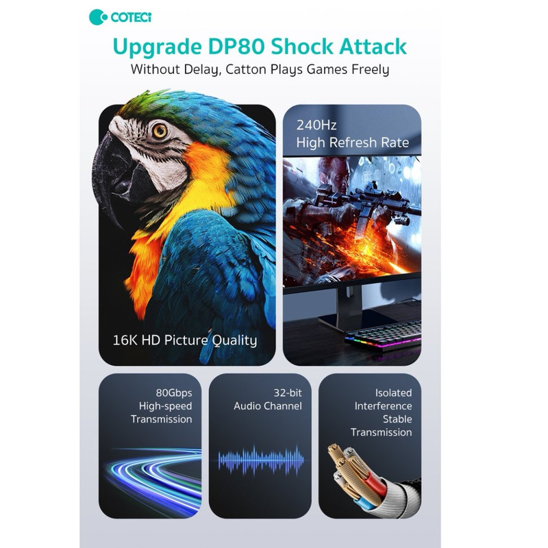 کابل Display Port کوتتسی مدل 87405 طول 2 متر 8 کابل Display Port کوتتسی مدل 87405 طول 2 متر